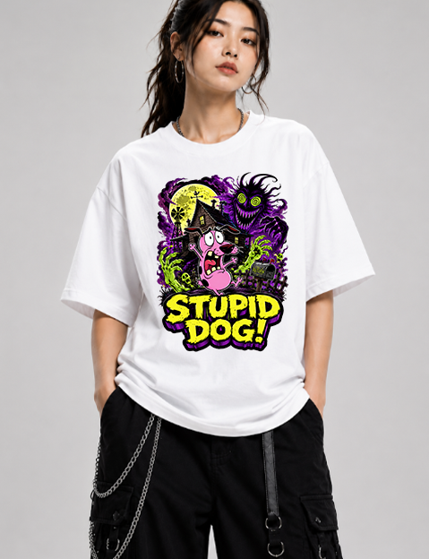 Stupid Dog Nowhere Farmhouse Horror Pink Dog Retro Cartoon