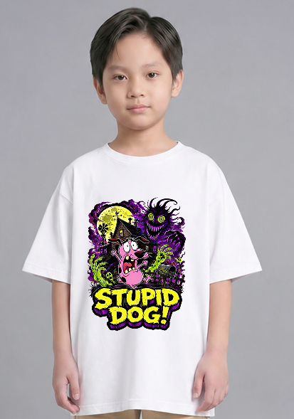Stupid Dog Nowhere Farmhouse Horror Pink Dog Retro Cartoon