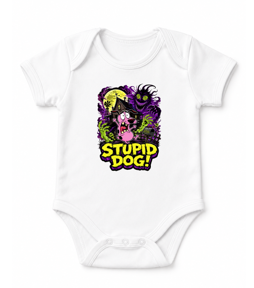 Stupid Dog Nowhere Farmhouse Horror Pink Dog Retro Cartoon