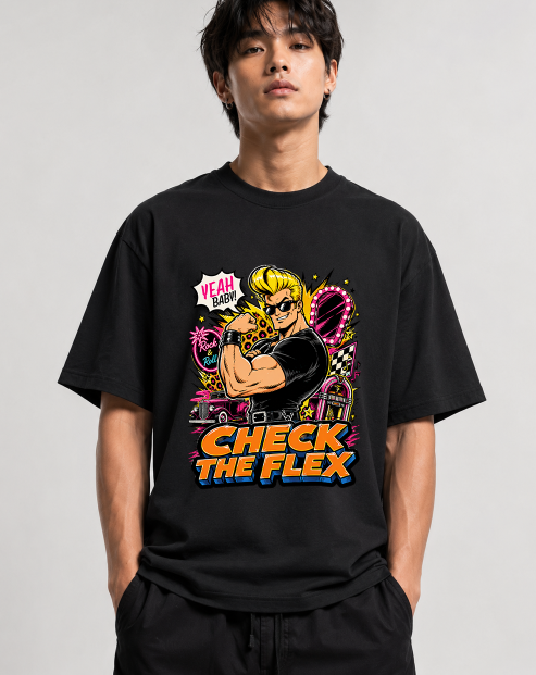 Check The Flex Johnny Bicep Retro Rockabilly 90s Cartoon
