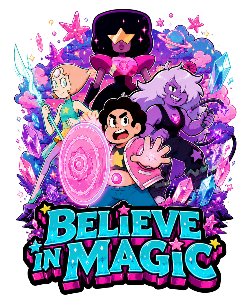 Believe In Magic Crystal Gems Steven Rose Quartz Retro Cartoon