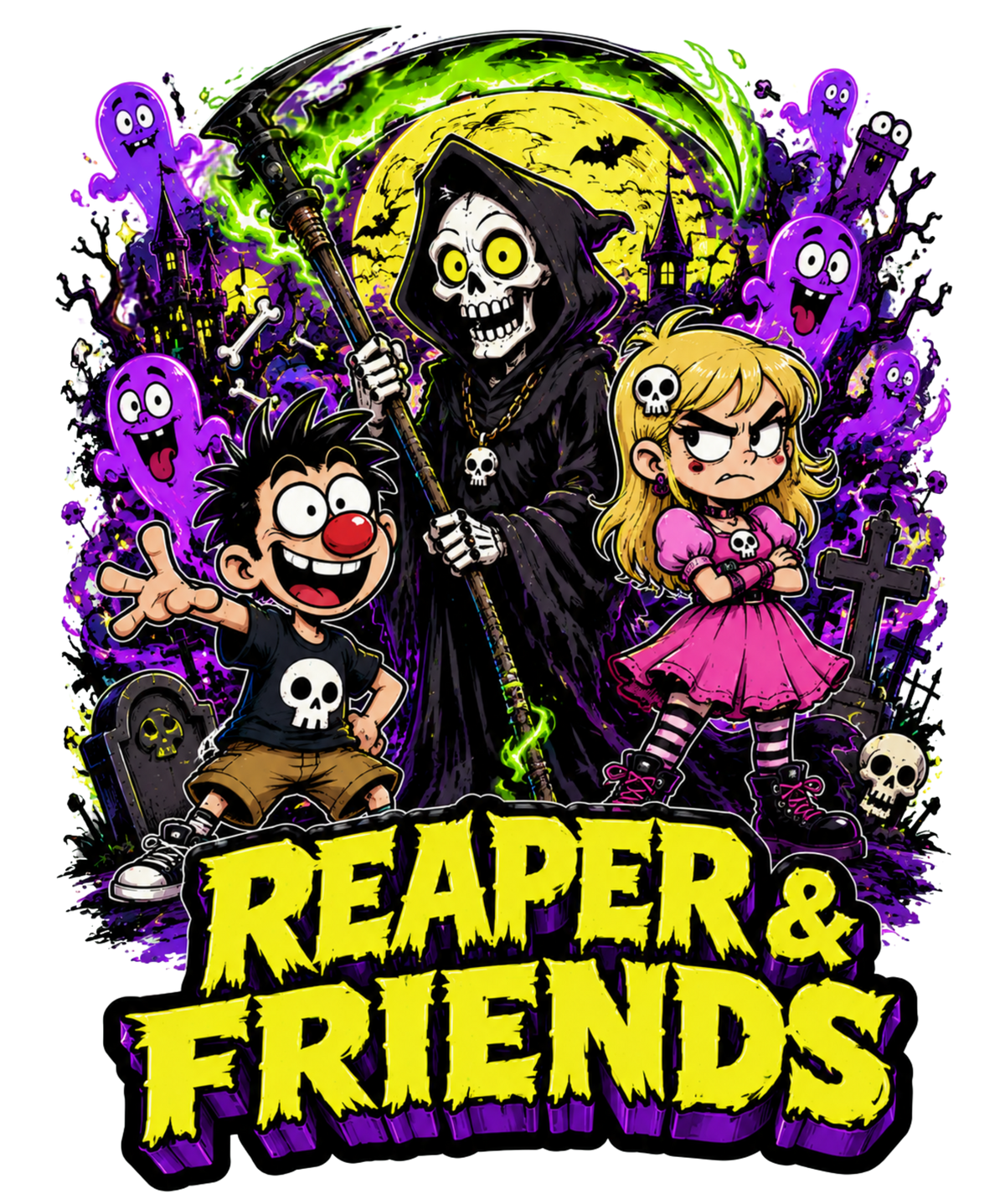 Reaper & Friends Spooky Cartoon Graveyard Goth