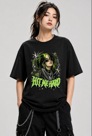Hit Me Hard Billie Neon Green Edgy Y2K Pop Star Graphic
