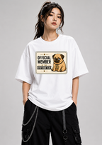 Official Member Stay Home Club Funny Lazy Pug Vintage Dog Badge
