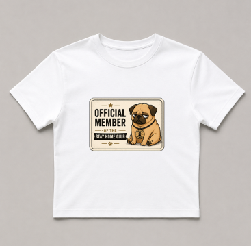 Official Member Stay Home Club Funny Lazy Pug Vintage Dog Badge