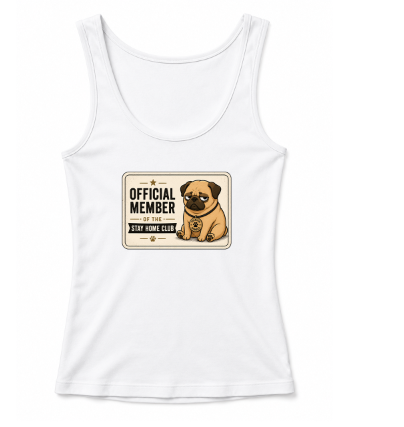Official Member Stay Home Club Funny Lazy Pug Vintage Dog Badge