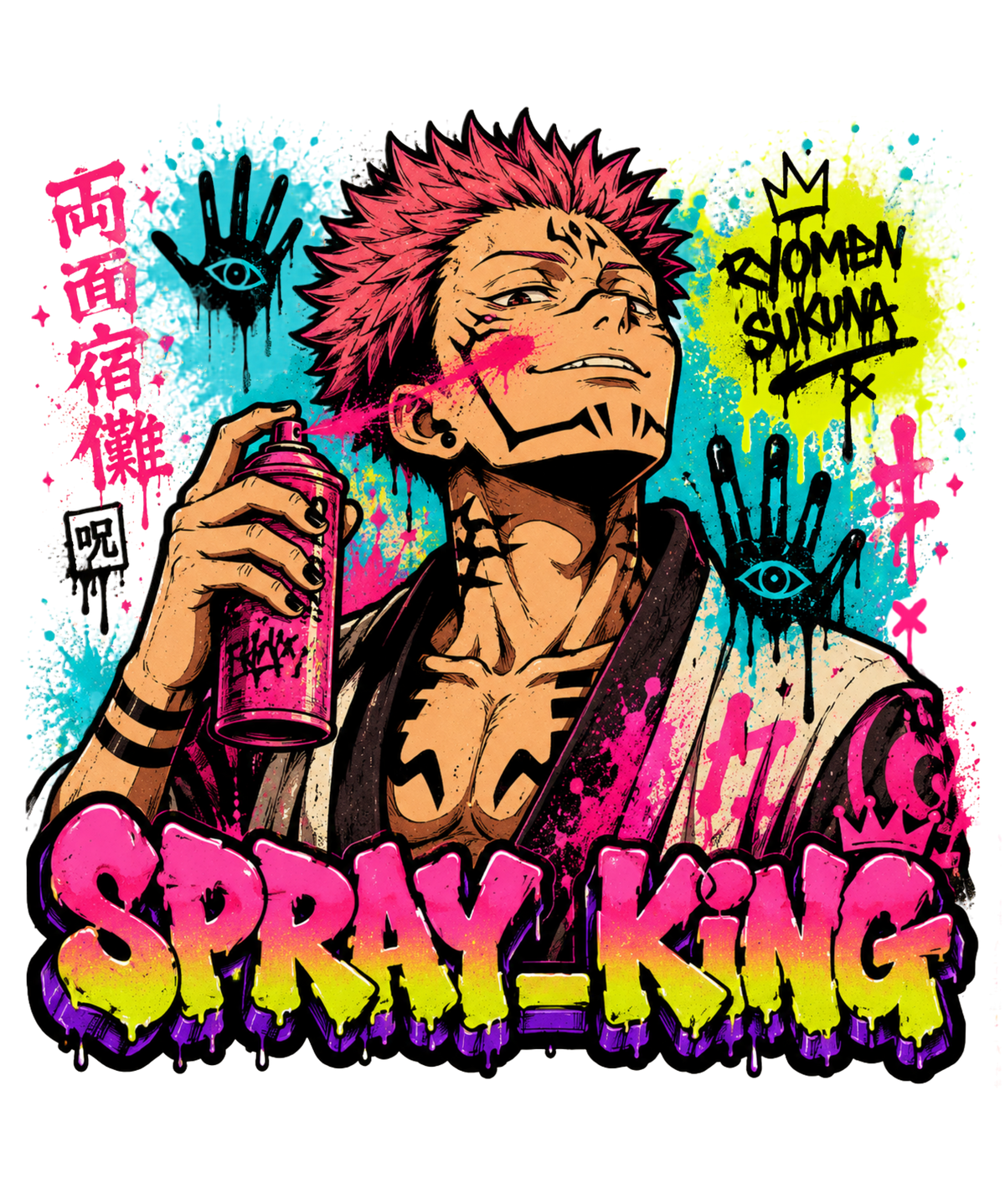 Spray King Cursed Energy Street Graffiti Anime Streetwear