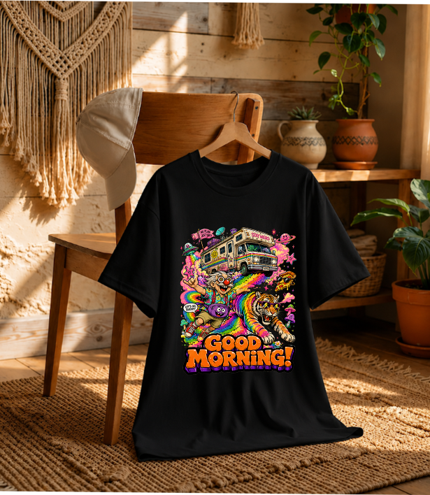 Good Morning Uncle Grandpa Giant Realistic Flying Tiger RV Retro Psychedelic