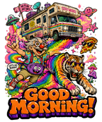 Good Morning Uncle Grandpa Giant Realistic Flying Tiger RV Retro Psychedelic