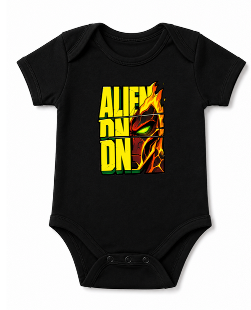 Alien Pyronite Heatblast Fiery Split Typography Retro Cartoon
