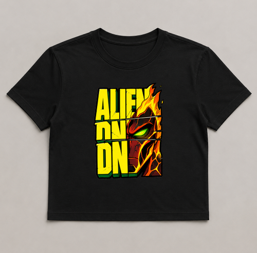 Alien Pyronite Heatblast Fiery Split Typography Retro Cartoon
