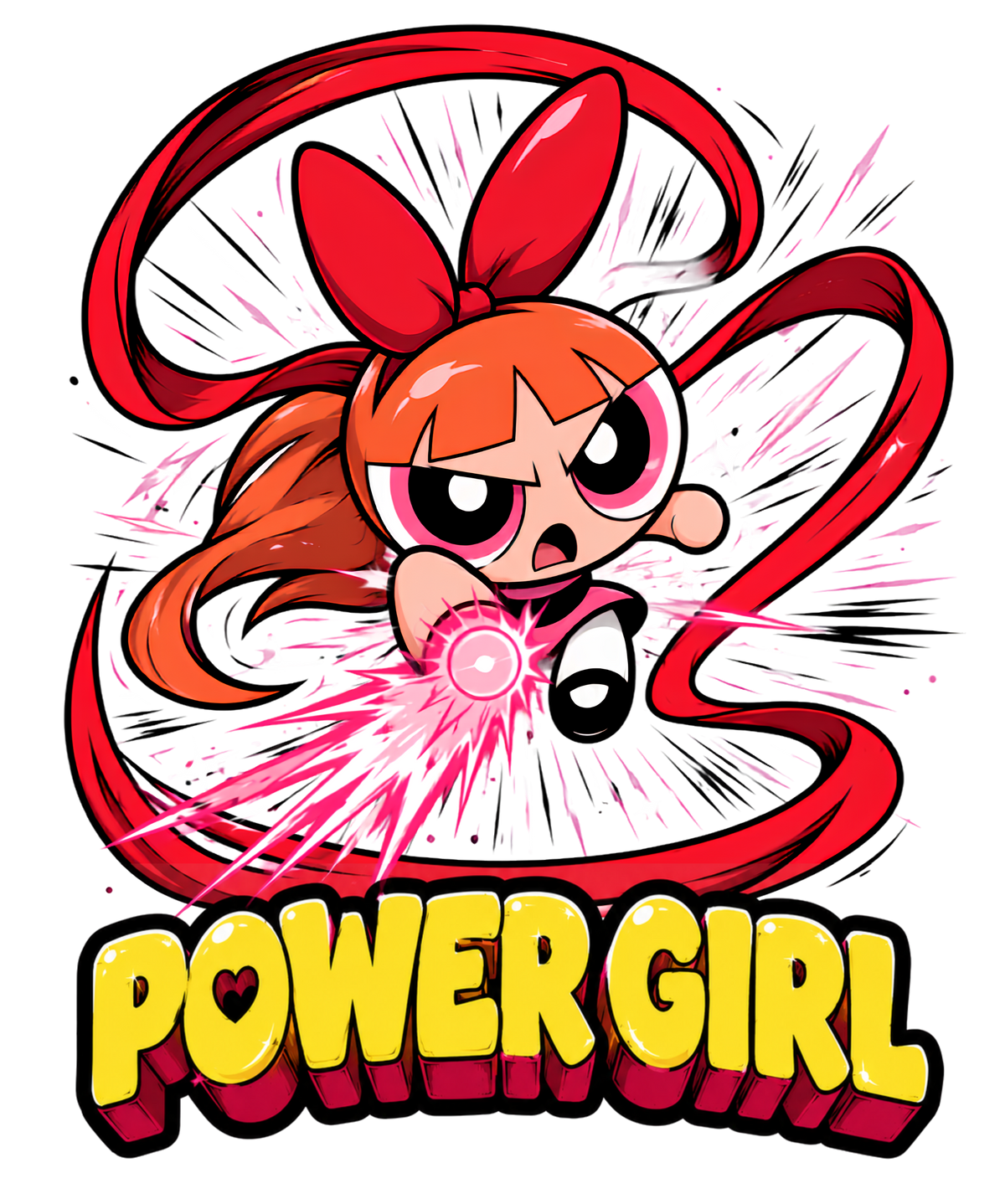 Power Girl Blossom Dynamic Punch Retro 90s Cartoon