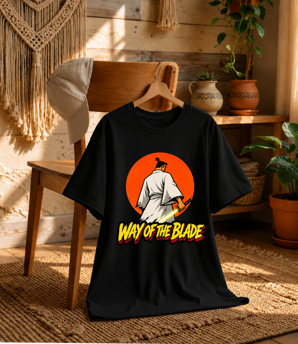 Way Of The Blade Samurai Warrior Red Sun Katana Retro Cartoon