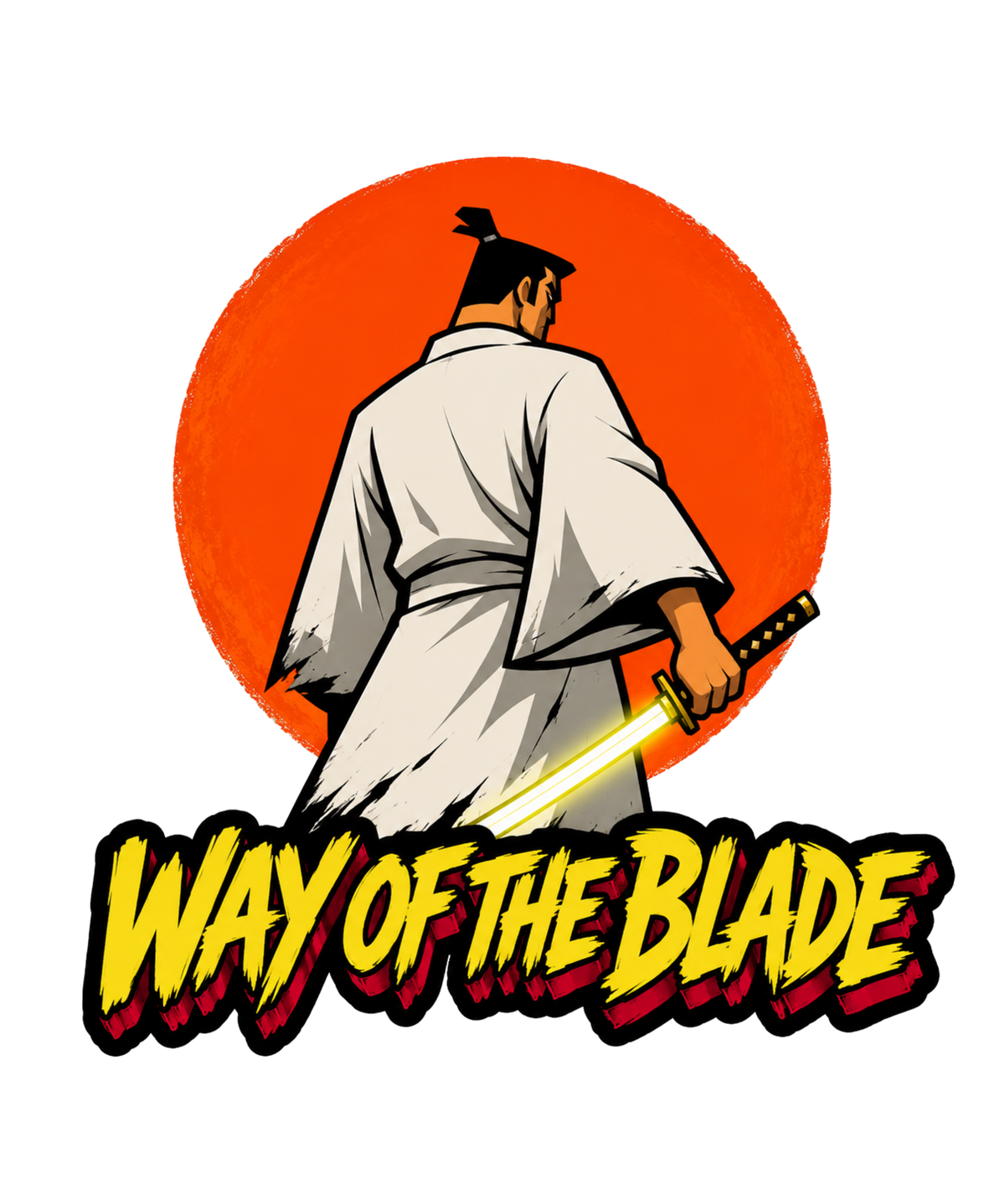 Way Of The Blade Samurai Warrior Red Sun Katana Retro Cartoon