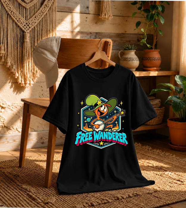 Free Wanderer Banjo Cosmic Space Retro Cartoon