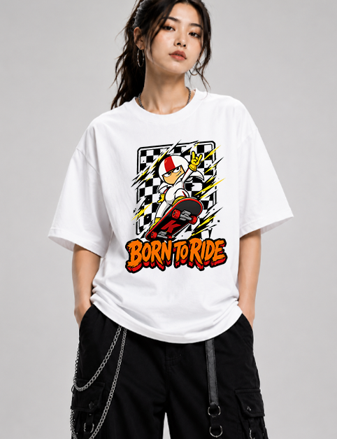 Born To Ride Stunt Skateboard Cartoon Daredevil