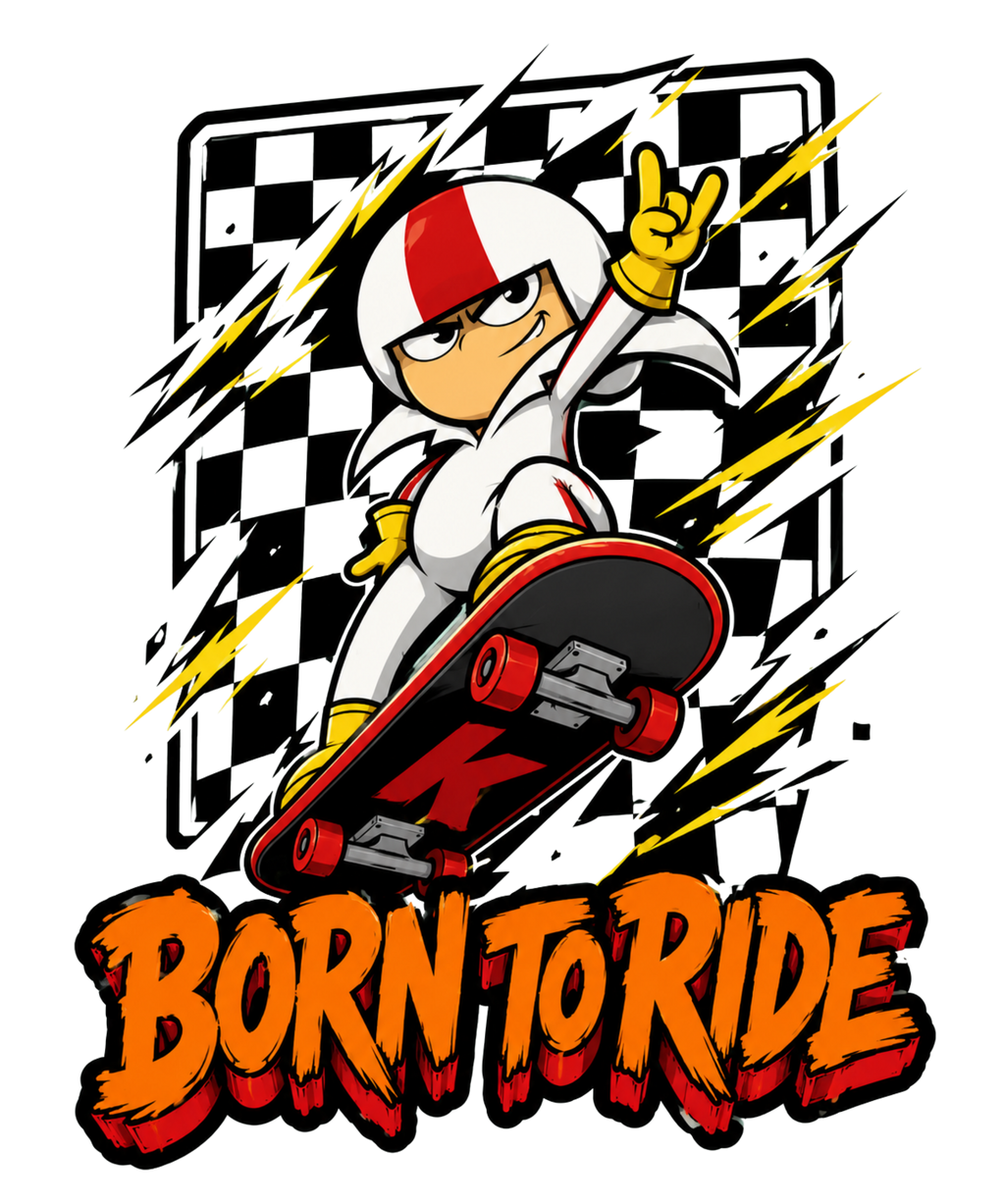 Born To Ride Stunt Skateboard Cartoon Daredevil