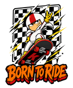 Born To Ride Stunt Skateboard Cartoon Daredevil