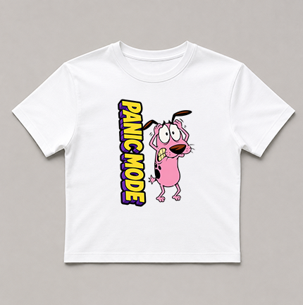 Panic Mode Scared Pink Dog Retro Cartoon
