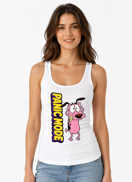 Panic Mode Scared Pink Dog Retro Cartoon