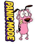 Panic Mode Scared Pink Dog Retro Cartoon