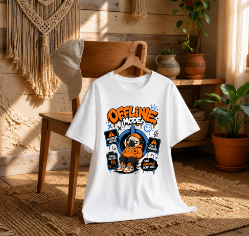 Offline Mode Social Battery 1% Funny Lazy Pug Streetwear Graffiti