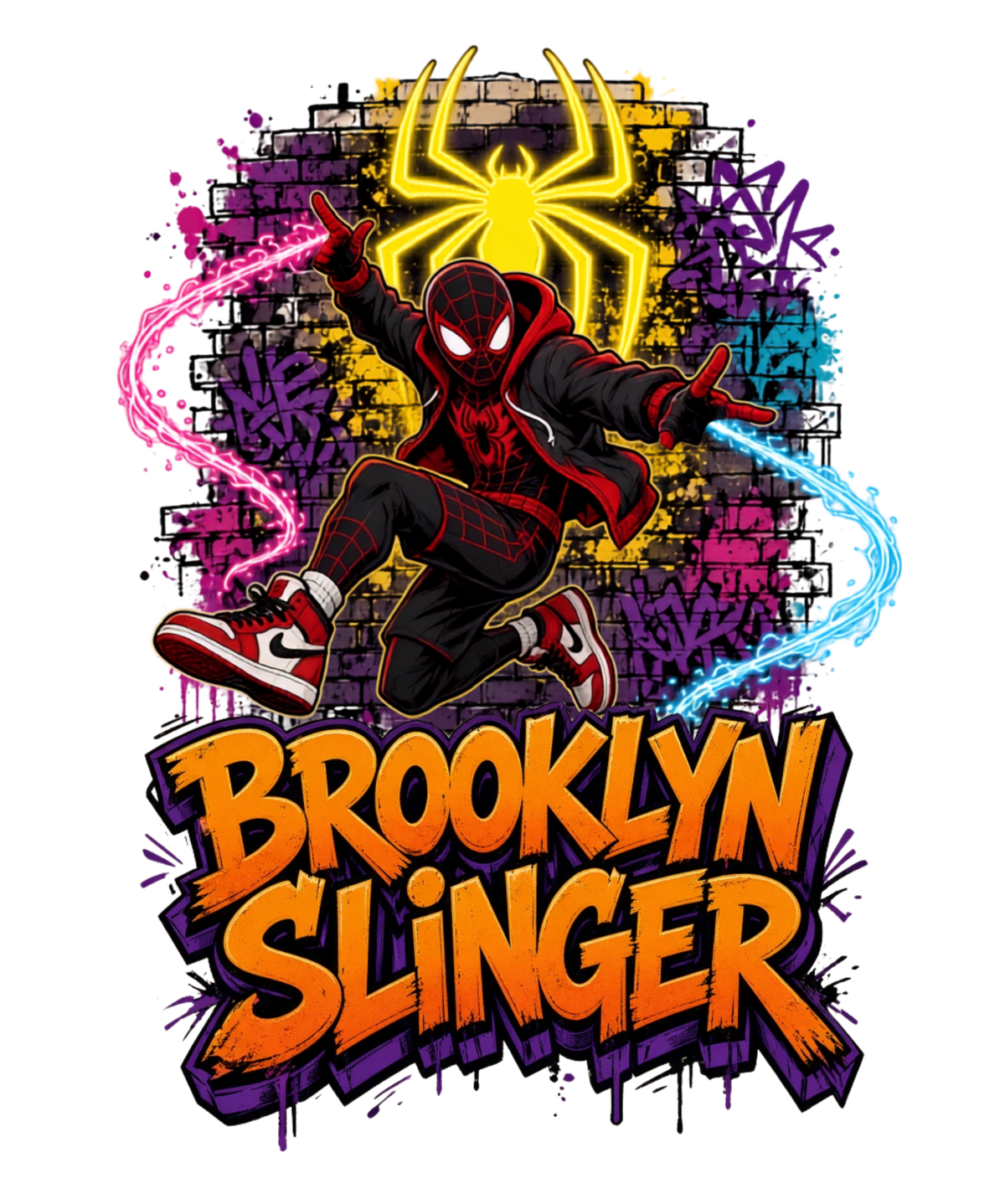 Brooklyn Slinger Miles Street Art Web Graffiti Retro Superhero