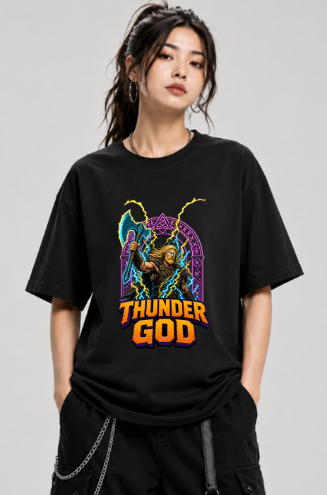 Thunder God Norse Viking Warrior Stormbreaker Lightning Retro Myth