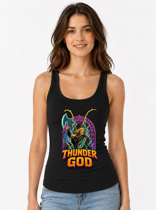Thunder God Norse Viking Warrior Stormbreaker Lightning Retro Myth