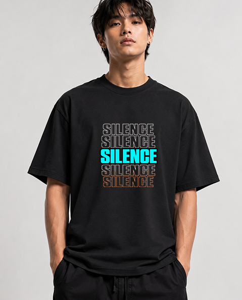 Silence Repeated Aesthetic Retro Cyberpunk Typography Introvert Streetwear