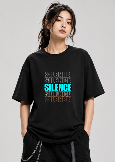 Silence Repeated Aesthetic Retro Cyberpunk Typography Introvert Streetwear