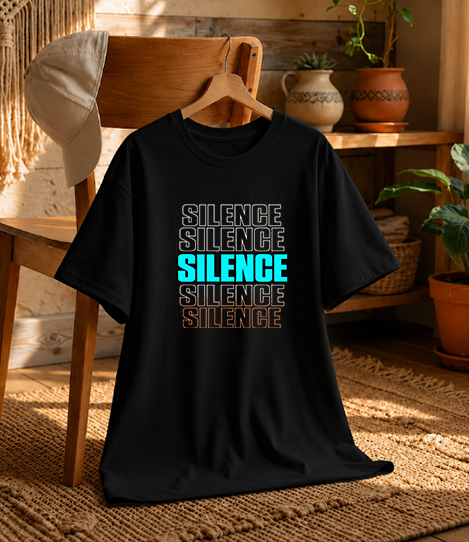 Silence Repeated Aesthetic Retro Cyberpunk Typography Introvert Streetwear