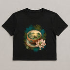 Lotus Tea Bowl Miniature Sunset Boat Harvest Watercolor