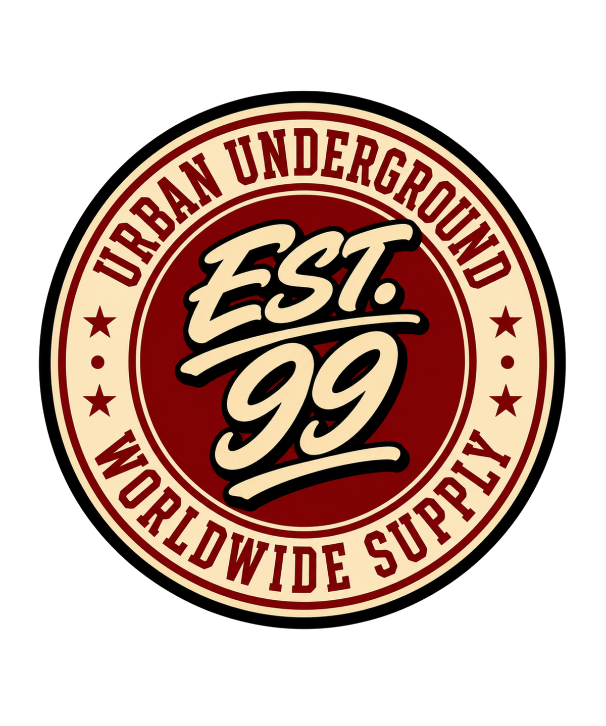 Urban Underground Est 99 Retro Vintage College Badge Streetwear Typography