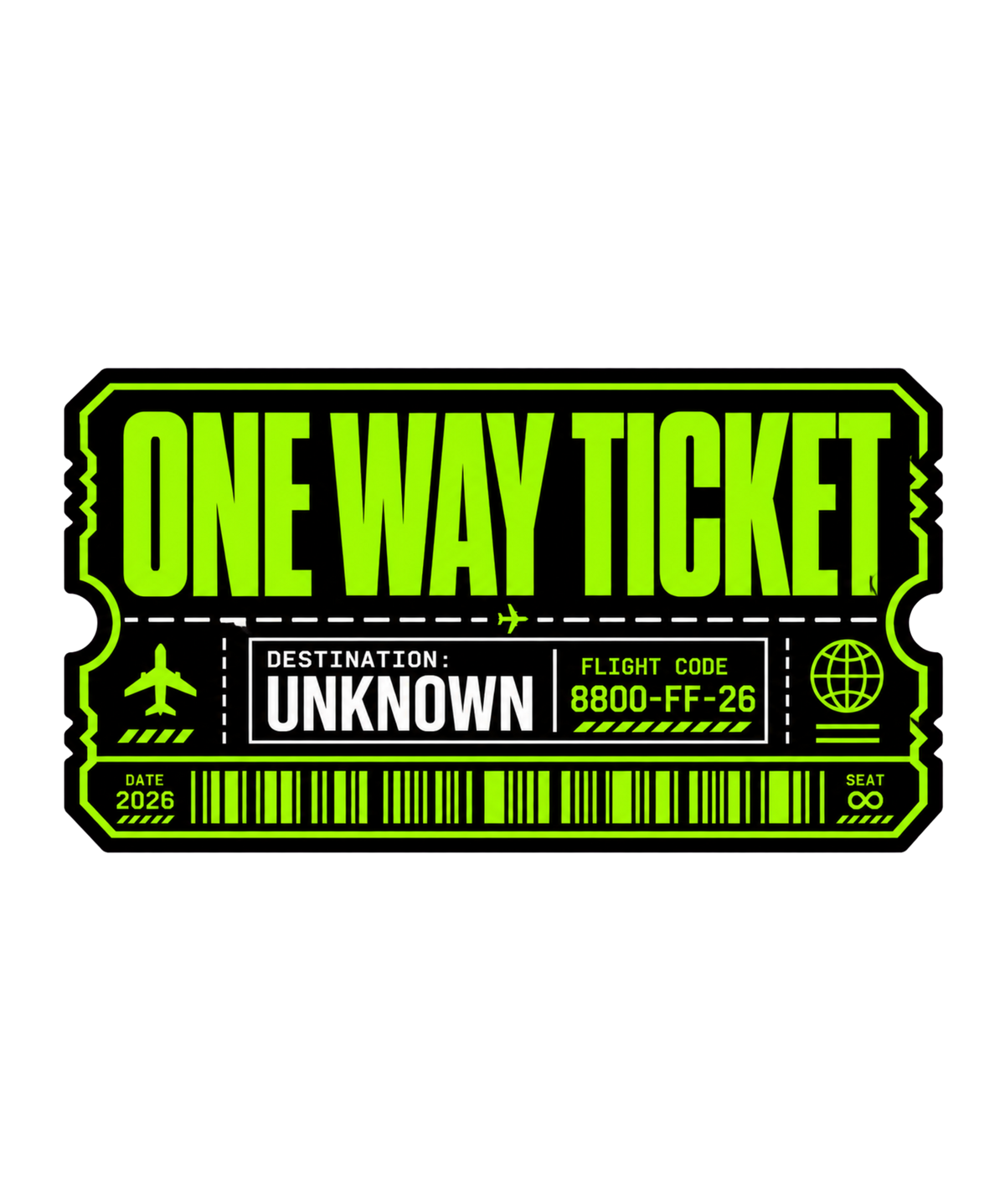 One Way Ticket Destination Unknown Futuristic Cyberpunk Boarding Pass Streetwear