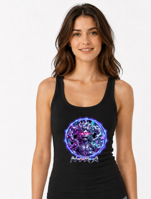 Sun God Nika Gear 5 Chrome Cyberpunk Synthwave Art