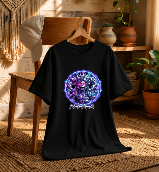 Sun God Nika Gear 5 Chrome Cyberpunk Synthwave Art