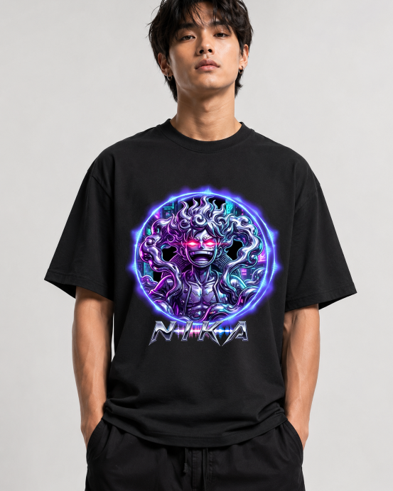 Sun God Nika Gear 5 Chrome Cyberpunk Synthwave Art