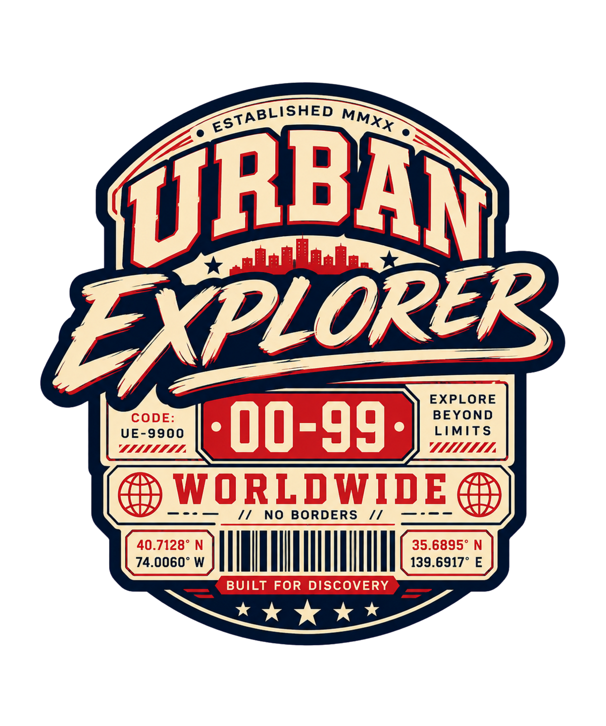 Urban Explorer Worldwide Vintage Typography Streetwear Graphic