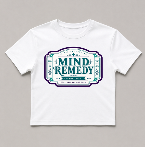 Mind Remedy Vintage Apothecary Label Retro Pharmacy Botanical Typography