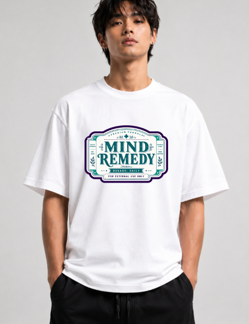 Mind Remedy Vintage Apothecary Label Retro Pharmacy Botanical Typography