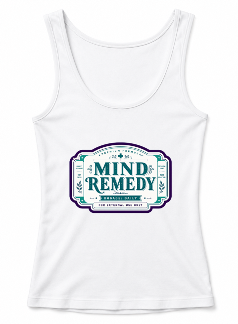 Mind Remedy Vintage Apothecary Label Retro Pharmacy Botanical Typography