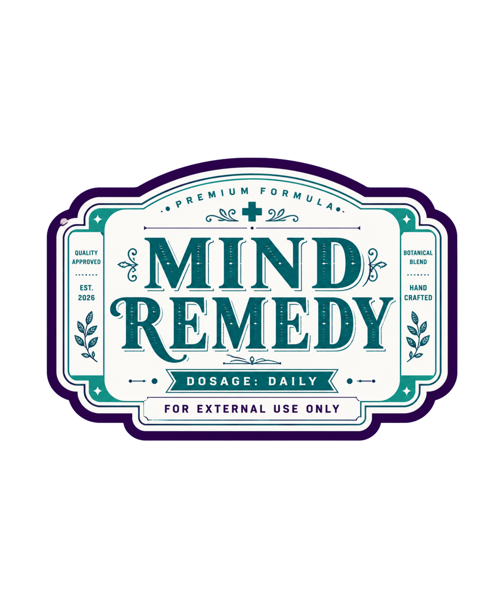 Mind Remedy Vintage Apothecary Label Retro Pharmacy Botanical Typography
