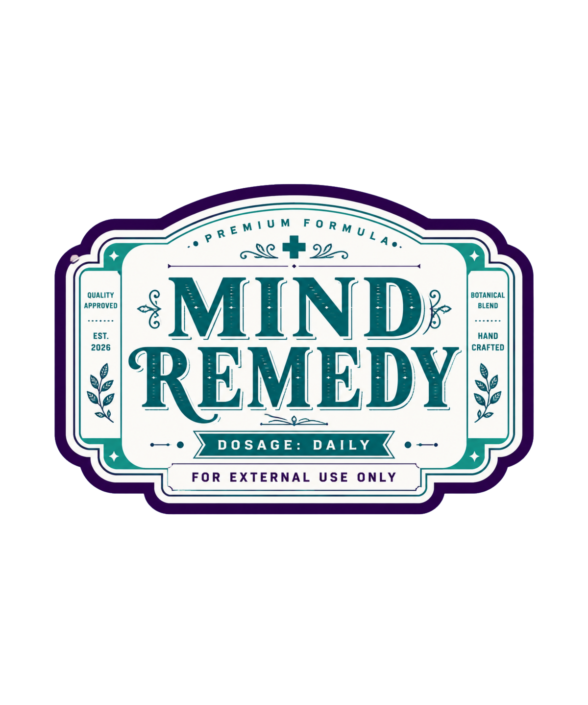 Mind Remedy Vintage Apothecary Label Retro Pharmacy Botanical Typography