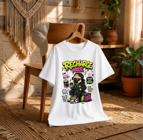 Recharge Mode Low Social Battery Funny Pug Streetwear Neon Graffiti