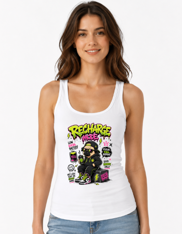 Recharge Mode Low Social Battery Funny Pug Streetwear Neon Graffiti