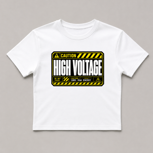Caution High Voltage Industrial Hazard Cyberpunk Techwear Typography