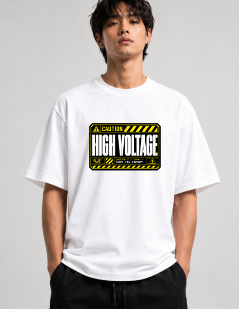 Caution High Voltage Industrial Hazard Cyberpunk Techwear Typography