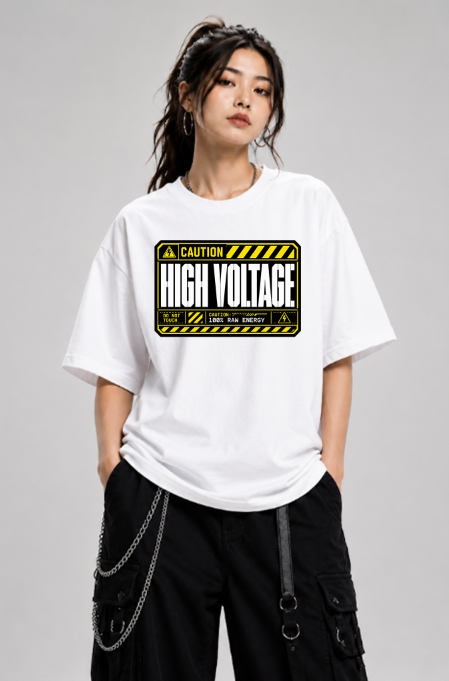 Caution High Voltage Industrial Hazard Cyberpunk Techwear Typography