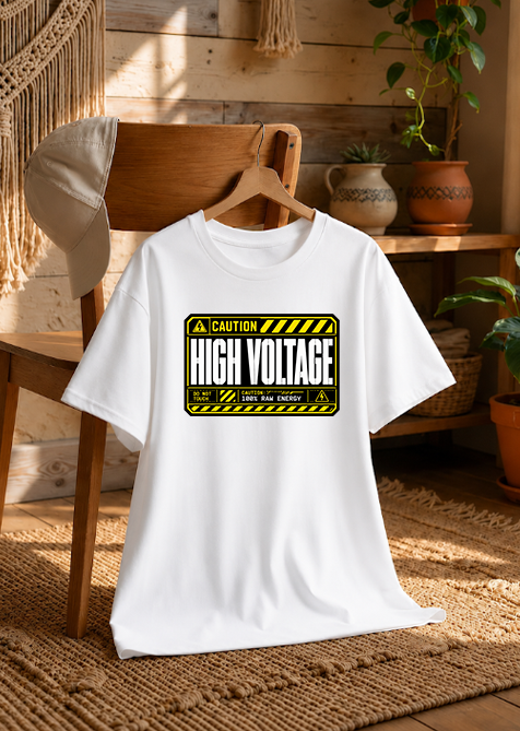 Caution High Voltage Industrial Hazard Cyberpunk Techwear Typography